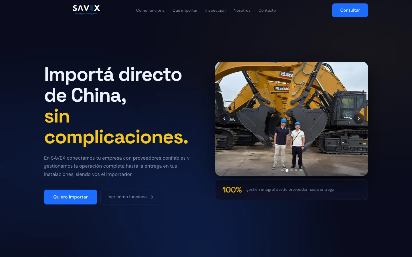 primera pantalla del sitio de savex, en www.savexarg.com